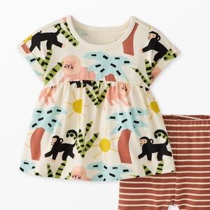 Hanna Andersson Baby Tunic Top in Jungle Oasis 0-3 Months Lion Monkey Sun